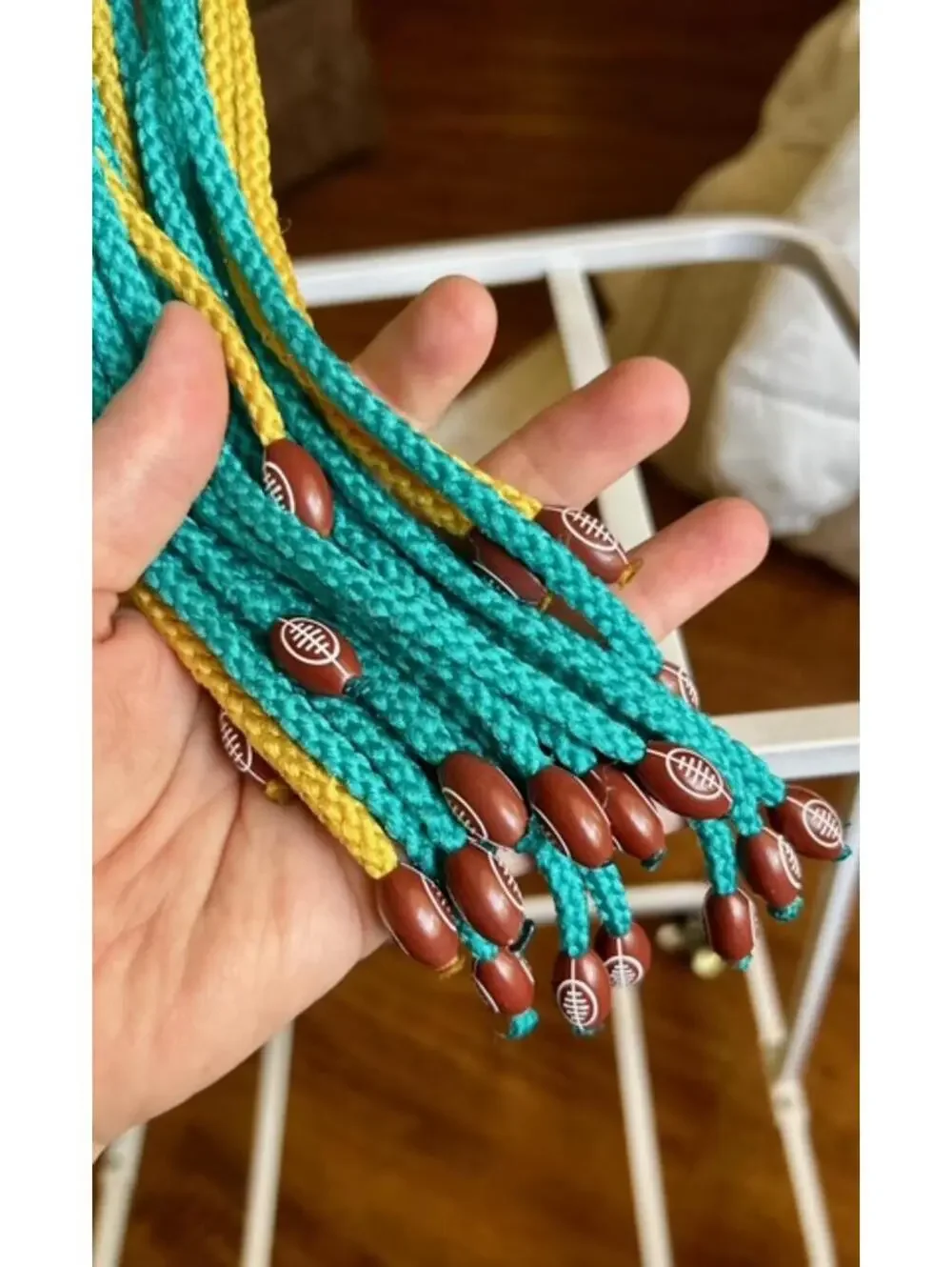 Jacksonville Jaguars Handmade Macrame Hanging Light Fixture with Football Beads